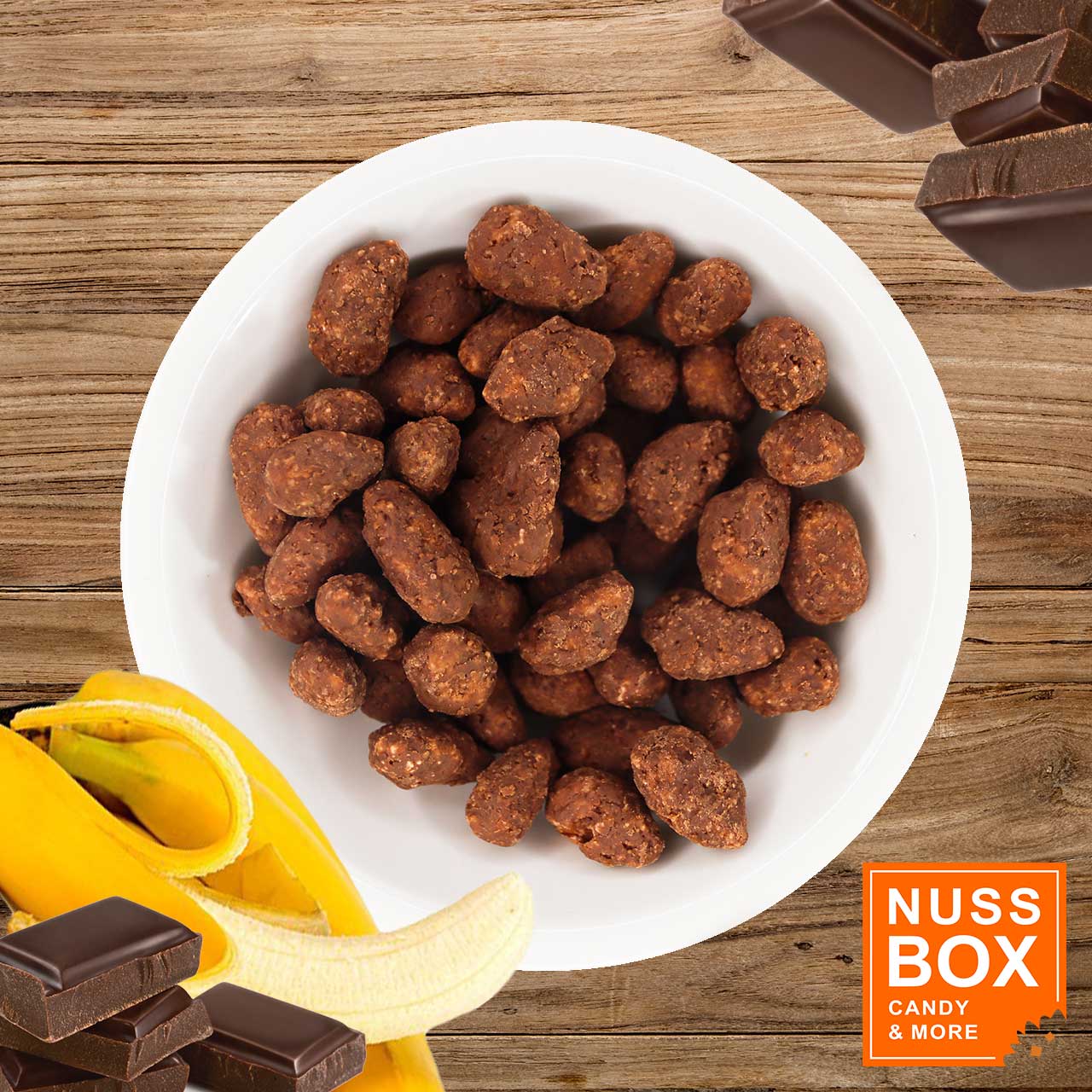 Gebrannte Mandeln mit Banane-Schoko